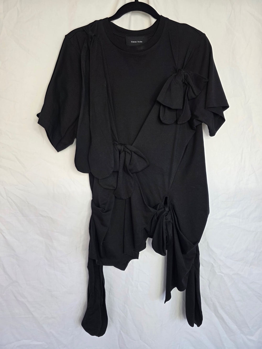 Simone Rocha Black Bow Detail Draping Tee